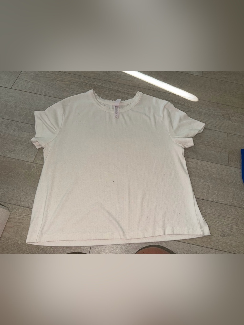 Auden Pajamas White Short Sleeve Tee with Scalloped Neck and Shorts medium
